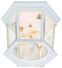  4904 WH - San Marcos 3-Light Hexagon Glass and Metal, Flush Mount Outdoor Ceiling Lantern Light